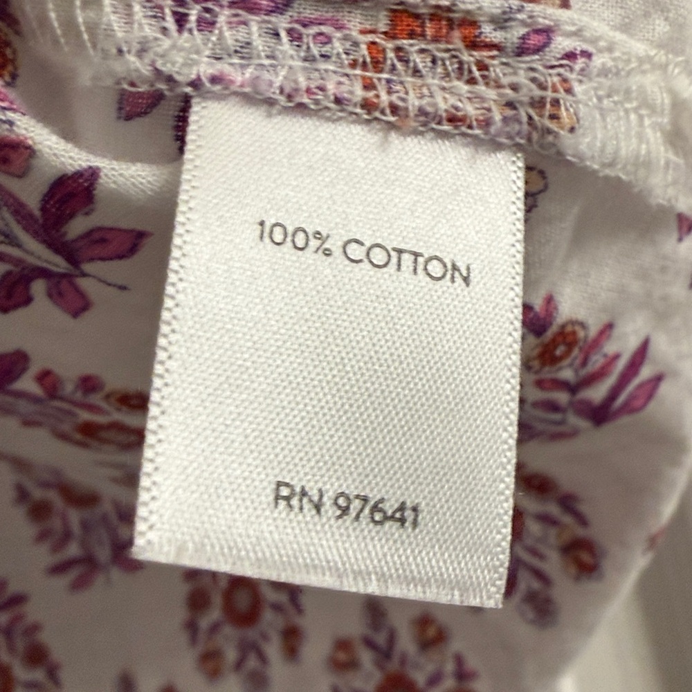 J.Jill Cotton Utility Popover Shirt in White Decorative Stamp Print, XL Petite - Picture 5 of 11